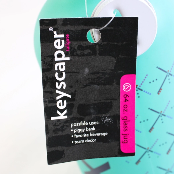 Keyscape Tailgater 64 Oz Glass Jug Oregon PDX Rug Teal Growl 10.5" Tall