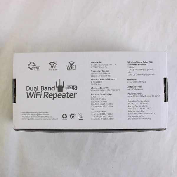 Dual Band WiFi 5 Repeater Extender White 2.4G & 5G