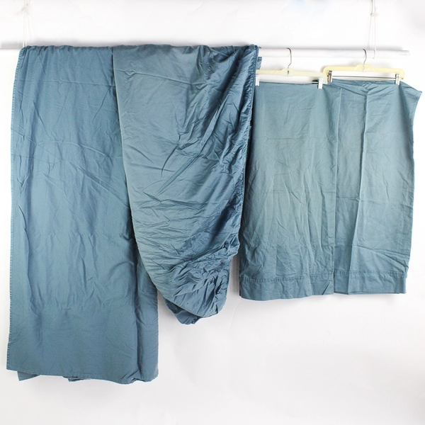 Set Of 4 Matching Arun Agarwal Blue King Sheet Set Fitted Flat 2 Pillowcases