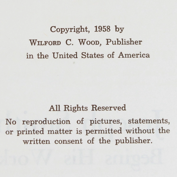 Joseph Smith Begins His Work Volume  1 by Wilford C Wood 1958 Hardcover