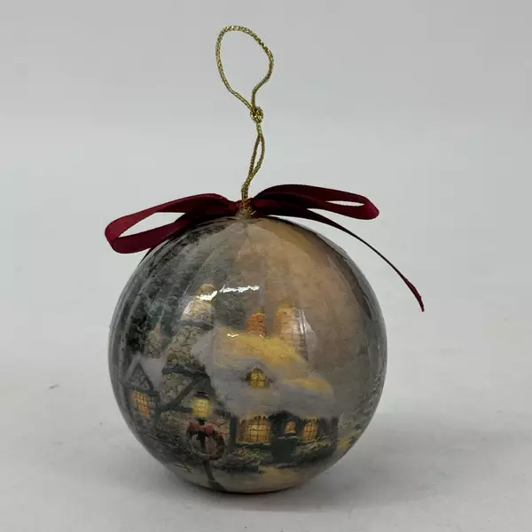 1993 Kurt Adler Thomas Kinkade Stonehearth Hutch Ball Ornament