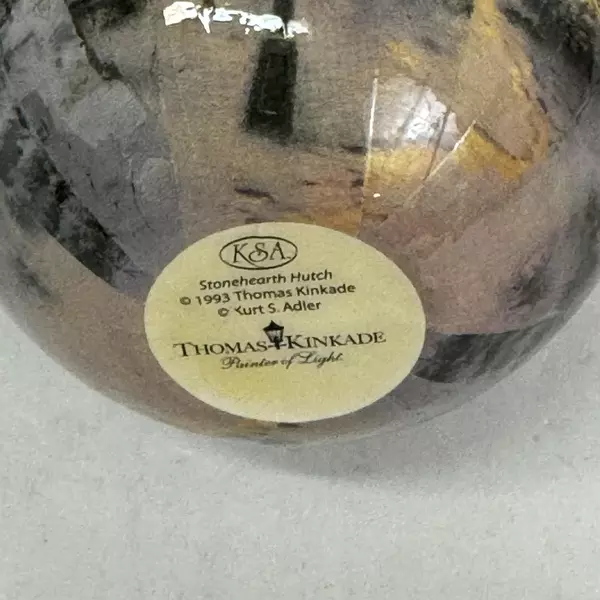 1993 Kurt Adler Thomas Kinkade Stonehearth Hutch Ball Ornament