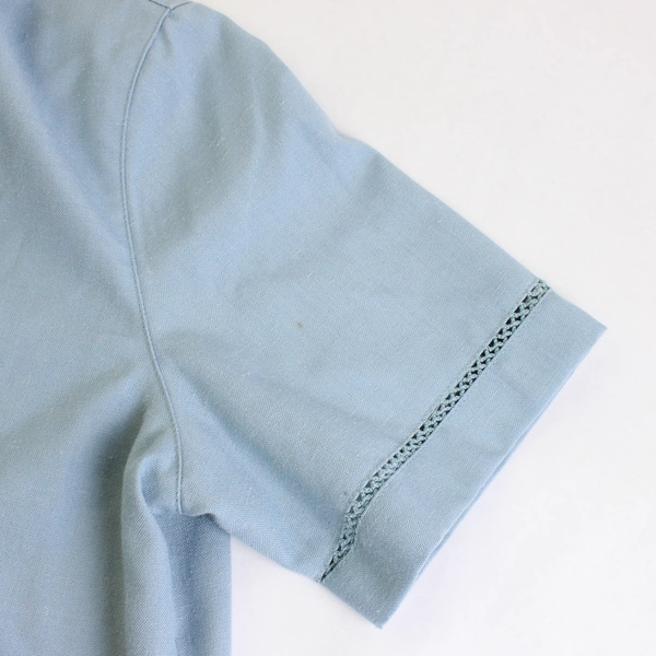 Alfred Dunner Petite Button Up Collared Blouse Blue Embroidered Woman's 10