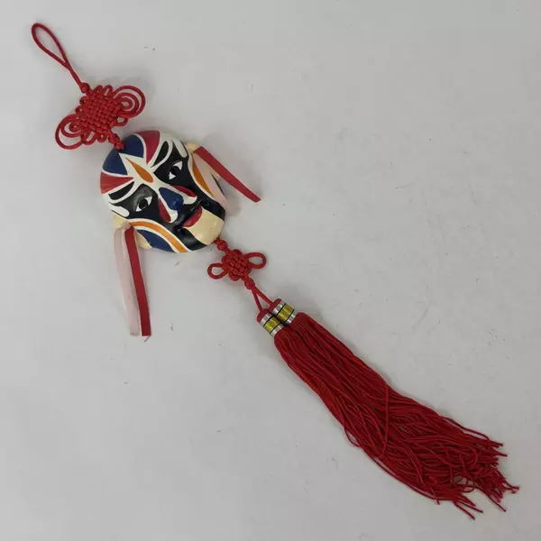 Hand Painted Ceramic Chinese Opera Mask Wall Hanging Good Fortune Guardian