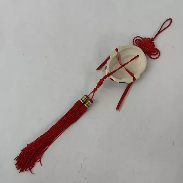 Hand Painted Ceramic Chinese Opera Mask Wall Hanging Good Fortune Guardian