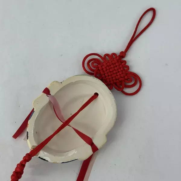 Hand Painted Ceramic Chinese Opera Mask Wall Hanging Good Fortune Guardian