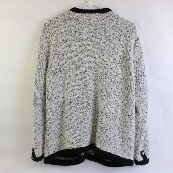 Karen Scott Petites Button Up Cardigan Long Sleeve Black/White Women's Medium