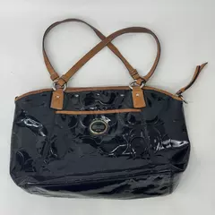COACH F20028 Black Patent Leather Tote Bag Embossed Logo Made In China