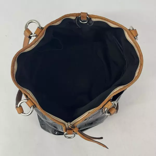 COACH F20028 Black Patent Leather Tote Bag Embossed Logo Made In China