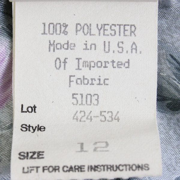 Pykettes Button Up Collared Long Sleeve Gray/Purple Floral  Women's Size 12