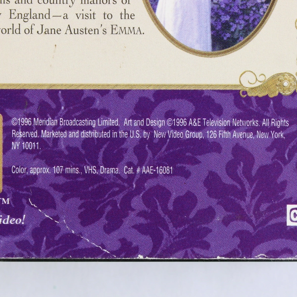 Jane Austen's Emma VHS Tape 1996 A&E Home Video Kate Beckinsale CB Sleeve