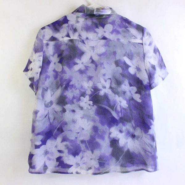 Alfred Dunner Gray and Purple Floral Pattern Blouse Women's 12P
