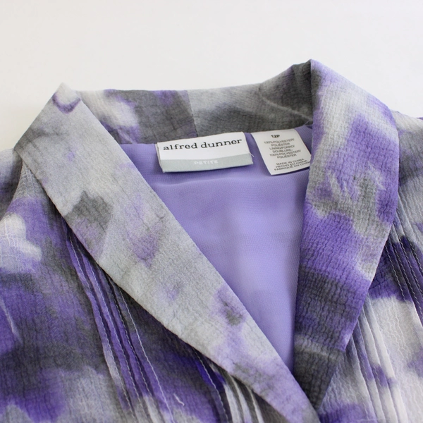 Alfred Dunner Gray and Purple Floral Pattern Blouse Women's 12P