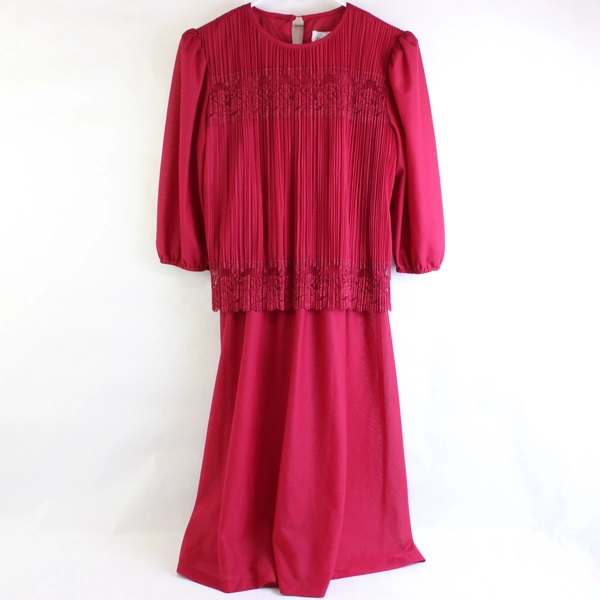 Vintage Good Times Sheer Red Shift Dress Women's Size 12P