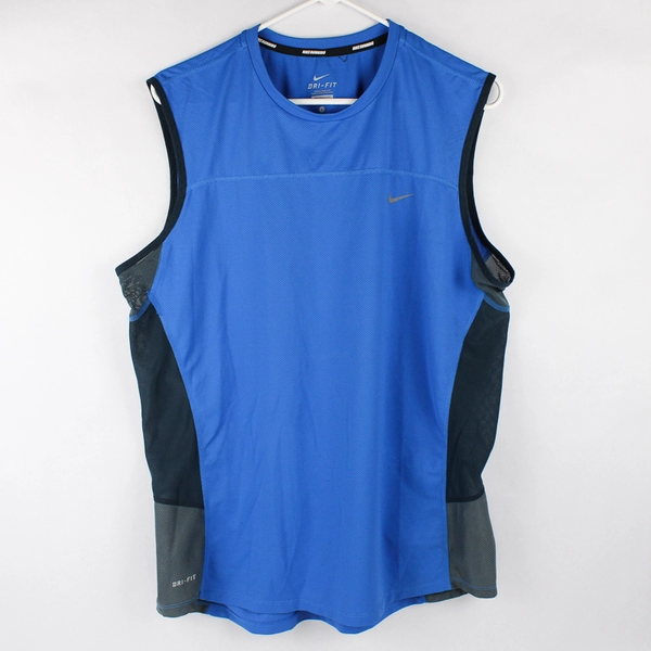 Nike Running Dri-Fit Sleeveless Tank Blue/Black Top Men's Size Large
