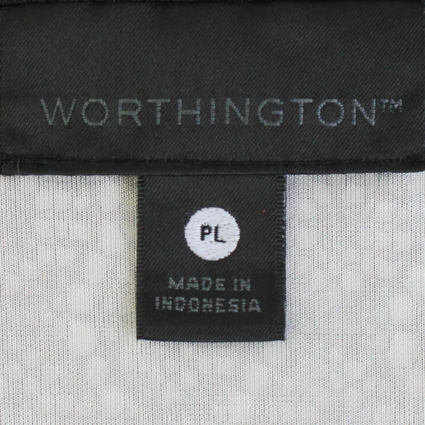 Worthington Black and White Embroidered Peplum Top Women's PL