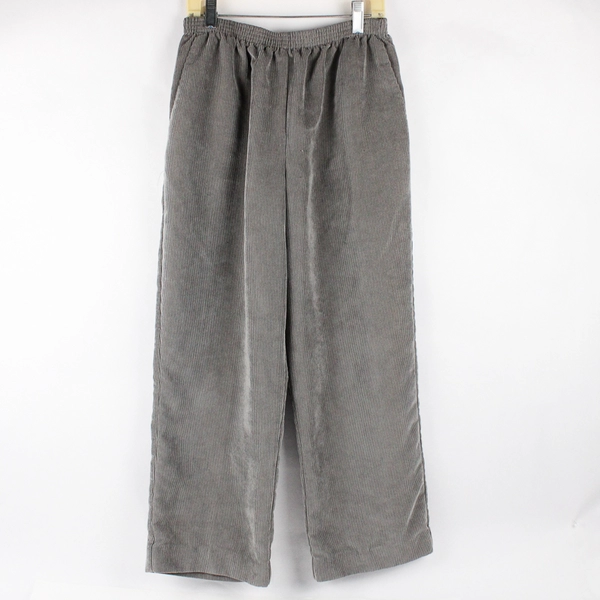 Alfred Dunner Petite Gray Corduroy Loose Pants Elastic Waist Band Women's 10P