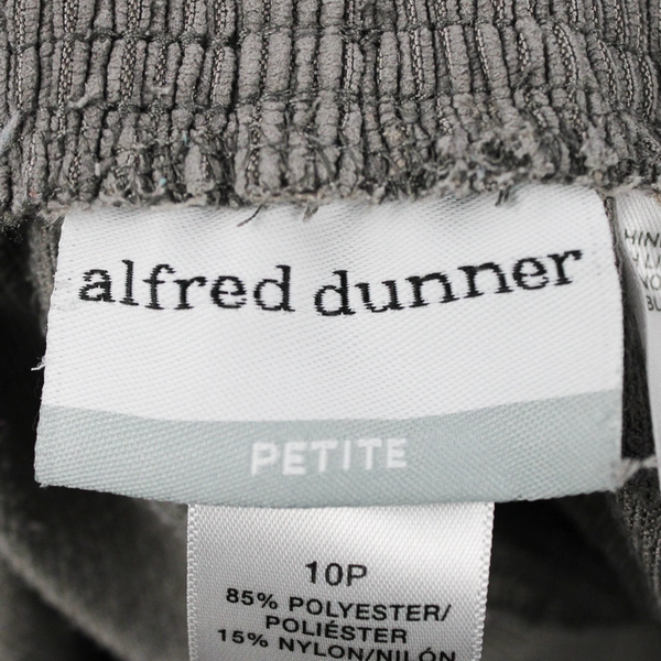 Alfred Dunner Petite Gray Corduroy Loose Pants Elastic Waist Band Women's 10P