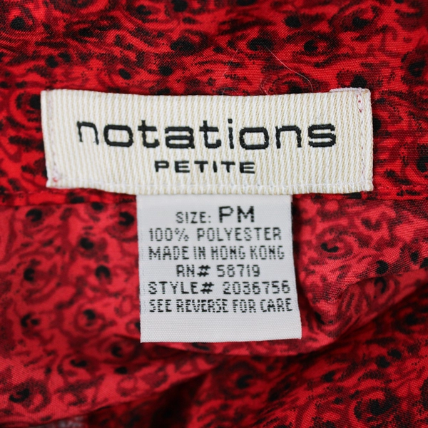 Notations Petite Sleeveless Button Up Collar Red Rose Pattern Women's PM