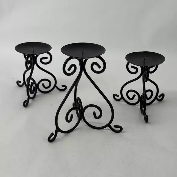 3 Graduated Sized Wrought Iron Pillar Candle Holders From Target 3.5" Diameter