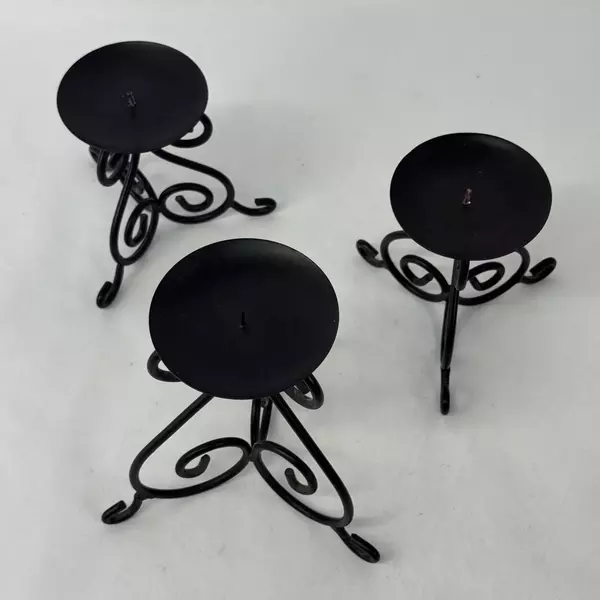 3 Graduated Sized Wrought Iron Pillar Candle Holders From Target 3.5" Diameter
