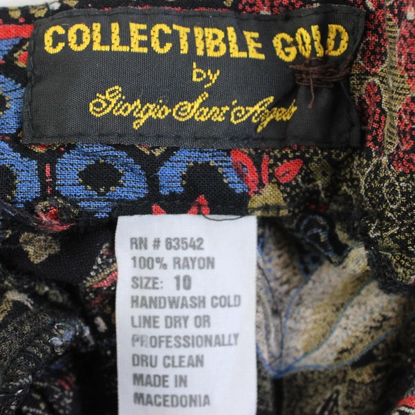VTG Collectible Gold Giorgio Sant Angelo Multicolor Midi Skirt Women's 10 Flawed