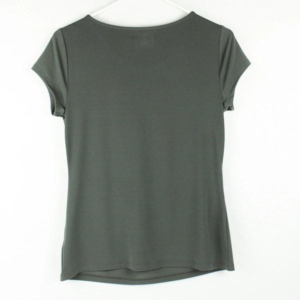 Worthington Petite Gray Short Sleeve Solid Gray Top Women's PM