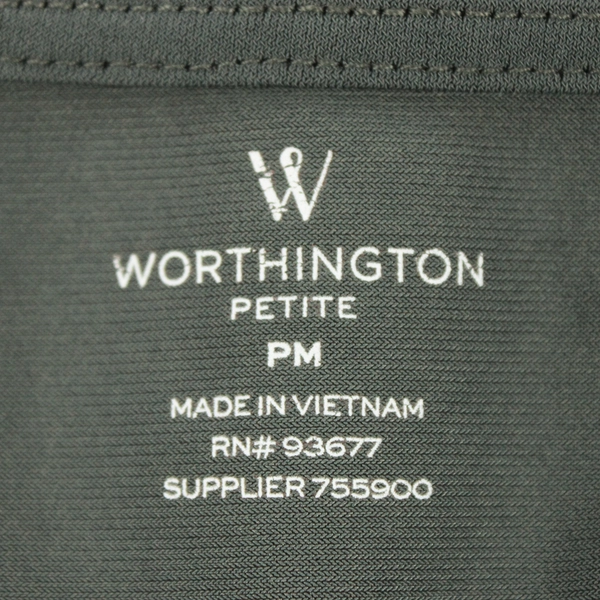 Worthington Petite Gray Short Sleeve Solid Gray Top Women's PM