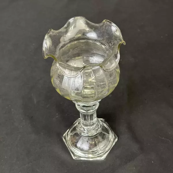 Ruffled Top Glass Candle Holder for Votive or Taper Candles