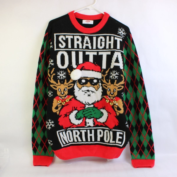 Holiday Time Straight Outta North Pole Acrylic Sweater Men's Medium 38-40