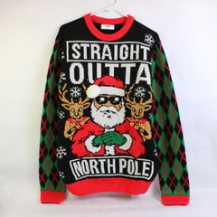 Holiday Time Straight Outta North Pole Acrylic Sweater Men's Medium 38-40