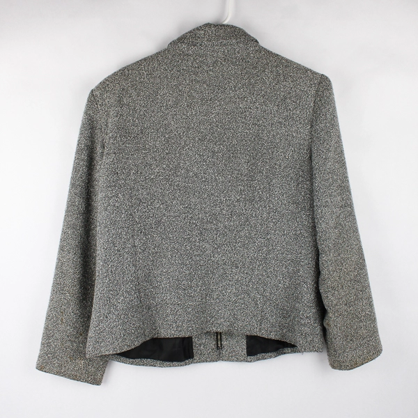 Briggs Petite Gray/White Long Sleeve Collar Jacket Zipper Women's 10P