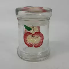 Hand Painted Glass Storage Jar With A Red And Yellow Apple Pattern