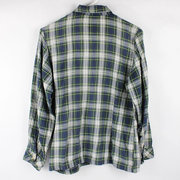 Mix It Long Sleeve Button Up Flannel Shirt Green/Blue Women's Size Small/Chico