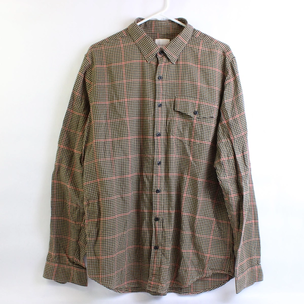 American Eagle Brown Black and Red Check Button-Down Men's LT