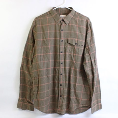 American Eagle Brown Black and Red Check Button-Down Men's LT