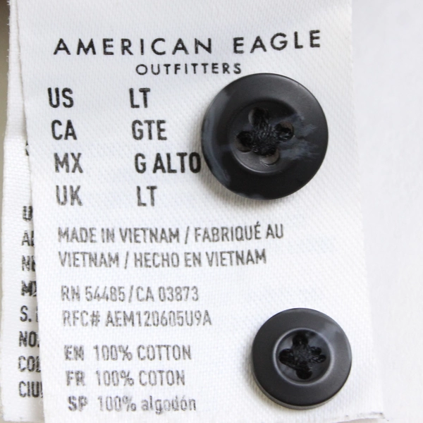 American Eagle Brown Black and Red Check Button-Down Men's LT