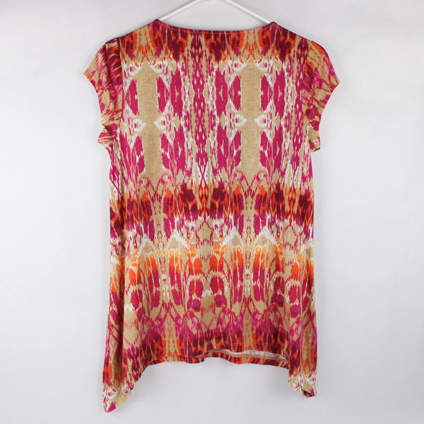 Liz Claiborne Short Sleeve Top T-Shirt Tie Dye Pink/Orange Women's Size M