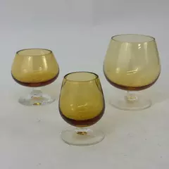 Set Of 3 Amber Colored Cordial Or Liquor Glasses Graduated Sizes