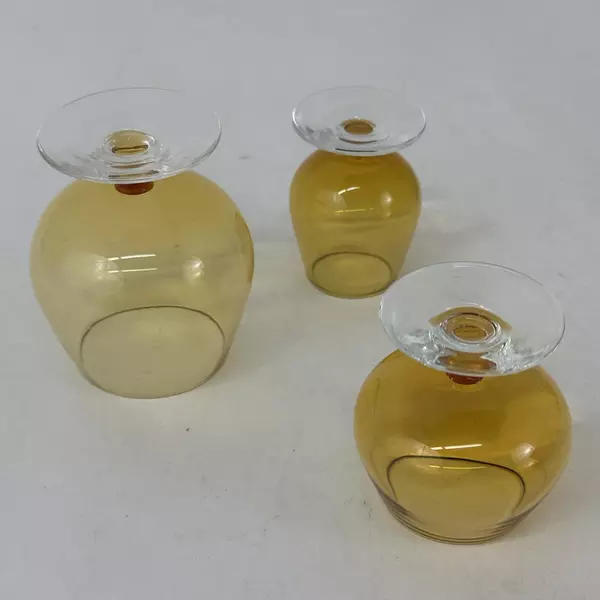 Set Of 3 Amber Colored Cordial Or Liquor Glasses Graduated Sizes