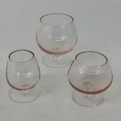 Set Of 3 Pink Colored Cordial Or Liquor Glasses Graduated Sizes