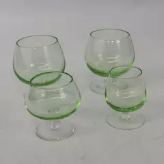 Set Of 4 Lime Green Colored Cordial Or Liquor Glasses Graduated Sizes