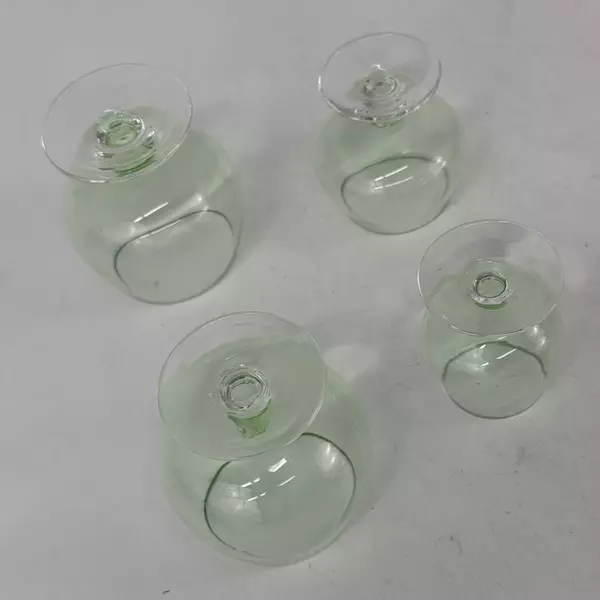 Set Of 4 Lime Green Colored Cordial Or Liquor Glasses Graduated Sizes