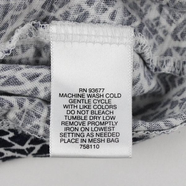 Liz Clairborne Short Sleeve Blouse Abstract Pattern Blue/White Women's Size M