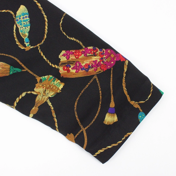 Christie & Jill Button Up Long Sleeve Collared Shirt Tassel Pattern Women's 13