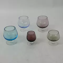 Lot Of 5 Assorted Color Crystal Liquor or Cordials Glasses