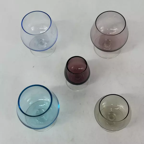 Lot Of 5 Assorted Color Crystal Liquor or Cordials Glasses