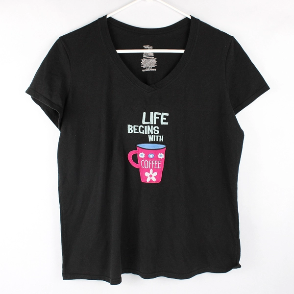 Secret Treasures Sleepwear Life Begins With Coffee T-Shirt Women's Medium 8-10