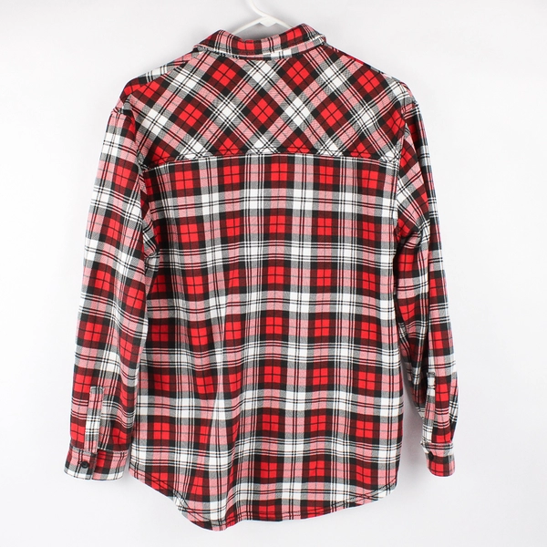 Time And Tru Button Down Plaid Shirt Red/Black/White Women's Size S (4-6)