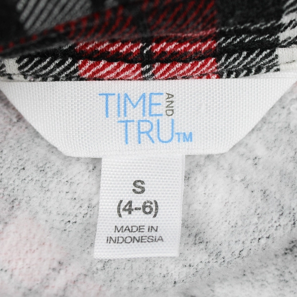 Time And Tru Button Down Plaid Shirt Red/Black/White Women's Size S (4-6)